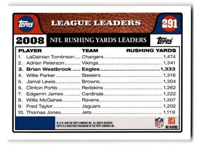 2008 Topps #291 Brian Westbrook - Football Card Single