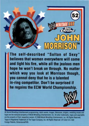 Original gloss WWE Heritage Chrome John Morrison wrestling card from Topps WWE Heritage series