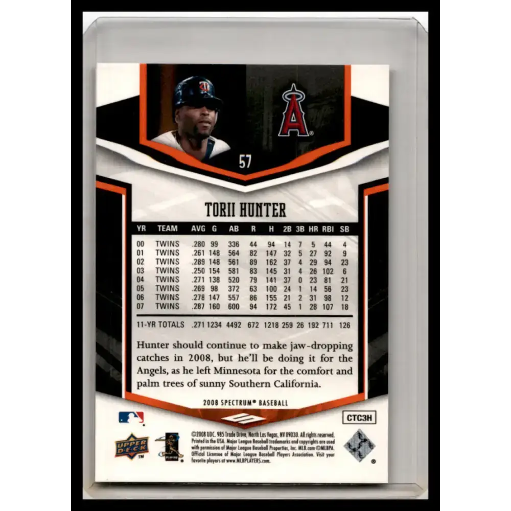 2008 Upper Deck Spectrum #57 Torii Hunter Green NM-MT Baseball Card - Baseball Card Single