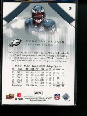 2008 Upper Deck Ultimate Collection Donovan McNabb #58 268/275 Football - Football Card Single