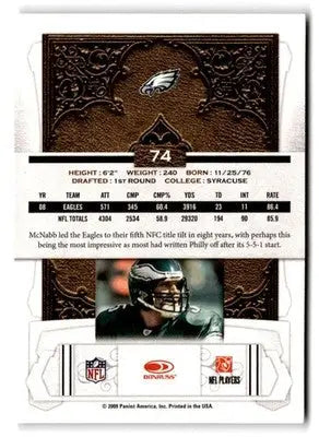 2009 Donruss Classics #74 Donovan McNabb - Football Card Single