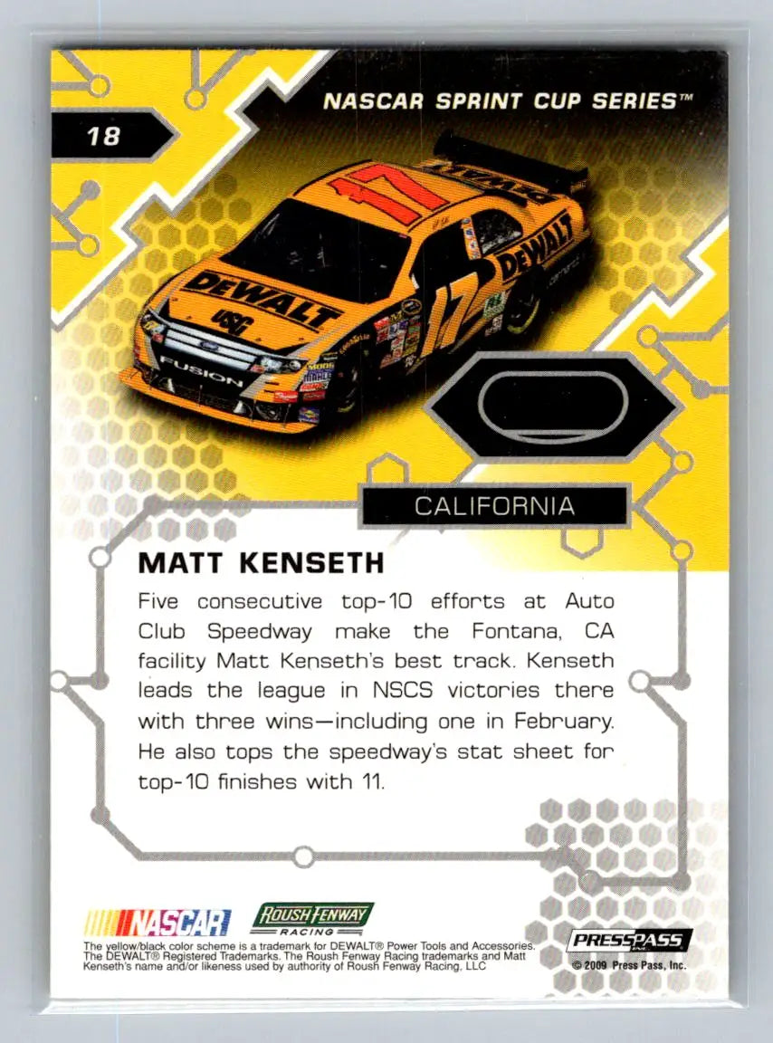 2009 Press Pass Stealth #18 Matt Kenseth Retail Roush Fenway Racing - Racing Card Single
