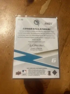 2009 Spectrum Jersey Card #SS-DU -DAN UGGLA -FLORIDA MARLINS - Baseball Card Single