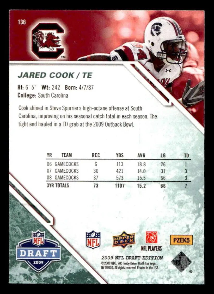 2009 Upper Deck Draft Edition #136 Jared Cook - Football Card Single
