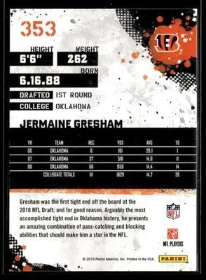 2010 Score Jermaine Gresham #353 RC Cincinnati Bengals - Football Card Single