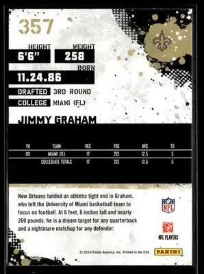 2010 Score Jimmy Graham #357 RC New Orleans Saints - Football Card Single