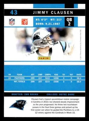 2011 Score #43 Jimmy Clausen - Football Card Single