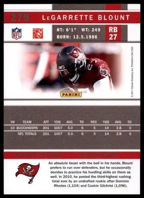 2011 Score Base LeGarrette Blount Tampa Bay Buccaneers 279 - Football Card Single