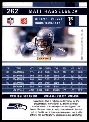 2011 Score Base Matt Hasselbeck Seattle Seahawks 262 - Football Card Single
