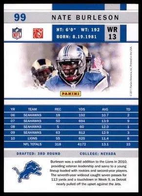 2011 Score Base Nate Burleson Detroit Lions 99 - Football Card Single