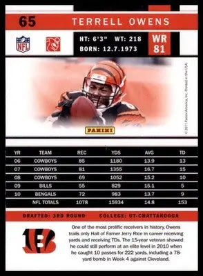 2011 Score Base Terrell Owens Cincinnati Bengals 65 - Football Card Single