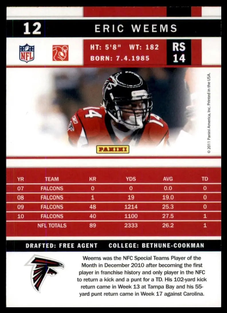 2011 Score - Eric Weems #12
