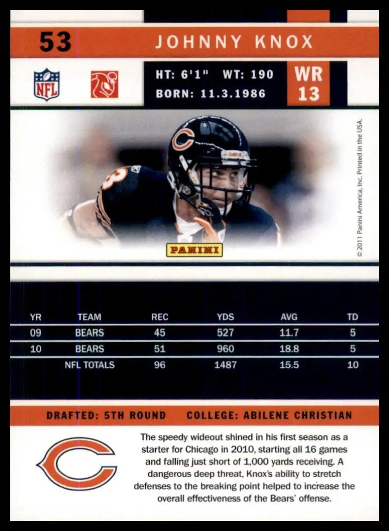 2011 Score - Johnny Knox #53