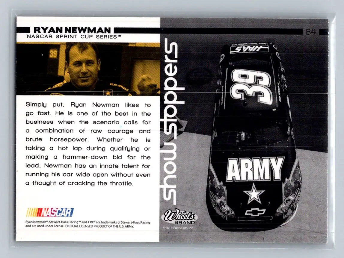 2011 Wheels Main Event #84 Ryan Newman Stewart-Haas Racing - Racing Card Single