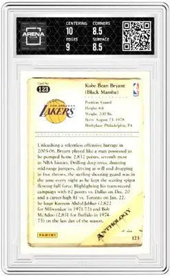 Graded Kobe Bryant basketball trading card from Panini Kobe Anth series at Basketball Arena Club