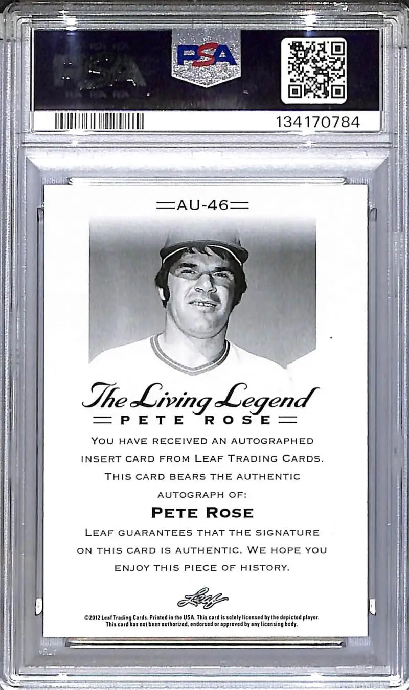 2012 Leaf The Living Legend #AU-46 Pete Rose PSA 9 MINT Auto - Baseball Card Single