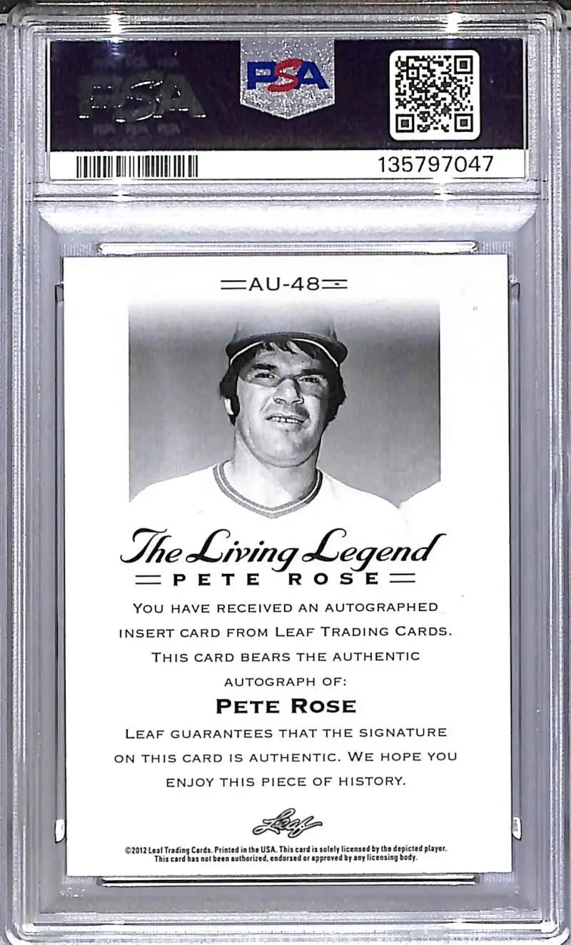 2012 Leaf The Living Legend #AU-48 Pete Rose PSA 9 MINT Auto