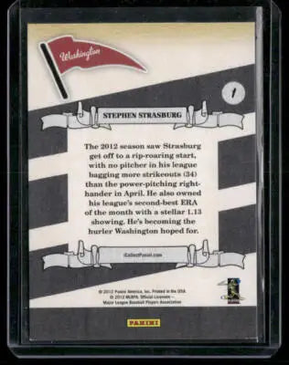 2012 Panini National Convention Stephen Strasburg #37 Team Colors Baseball - Baseball Card Single