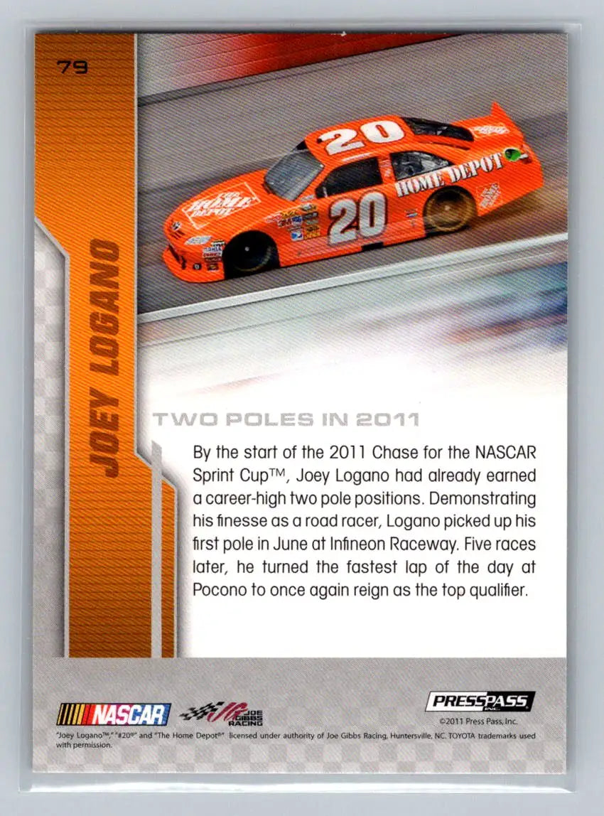 2012 Press Pass #79 Joey Logano Joe Gibbs Racing - Racing Card Single