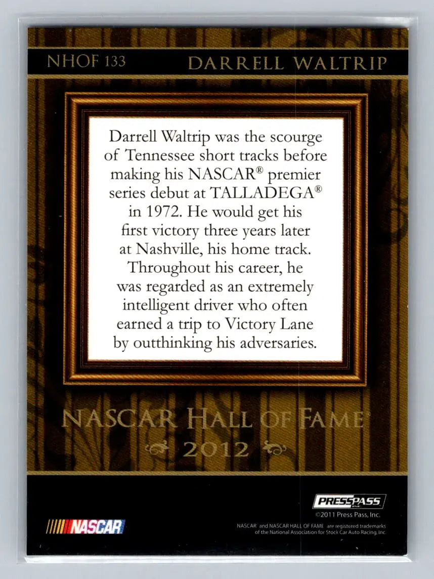 2012 Press Pass #NHOF 133 Darrell Waltrip NASCAR Hall of Fame Blue - Racing Card Single
