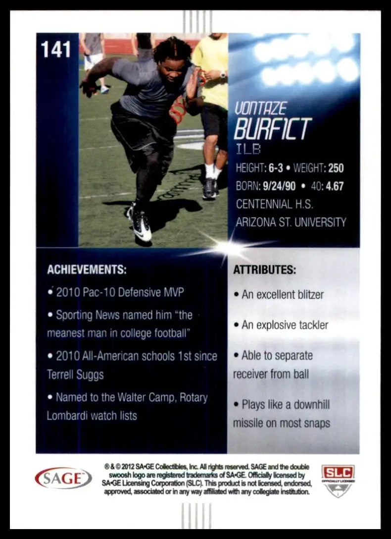 2012 SAGE Hit - Vontaze Burfict #141 (RC)