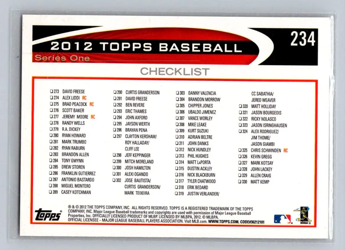 Baseball card checklist featuring Mark Teixeira of the New York Yankees for 2012 Topps #234