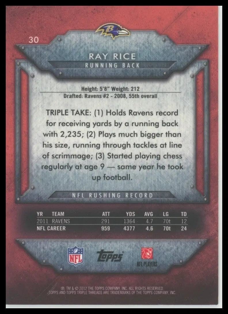 2012 Topps Triple Threads - Ray Rice #30 /989 - Football Card Single
