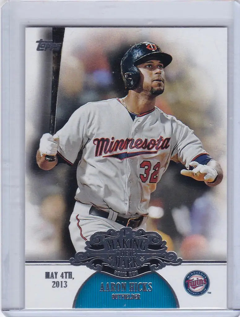 Baseball card of Mark Aaron Hicks in batting stance for 2013 1st Making of the Mark