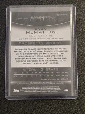 2013 Bowman Sterling #BSAP-RMM Ryan McMahon Prospect Autographs - Baseball Card Single