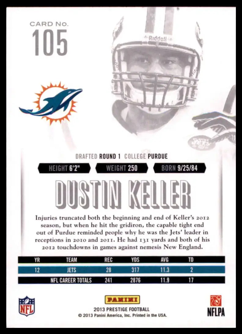 2013 Panini Prestige Dustin Keller 105 Miami Dolphins NM - Football Card Single