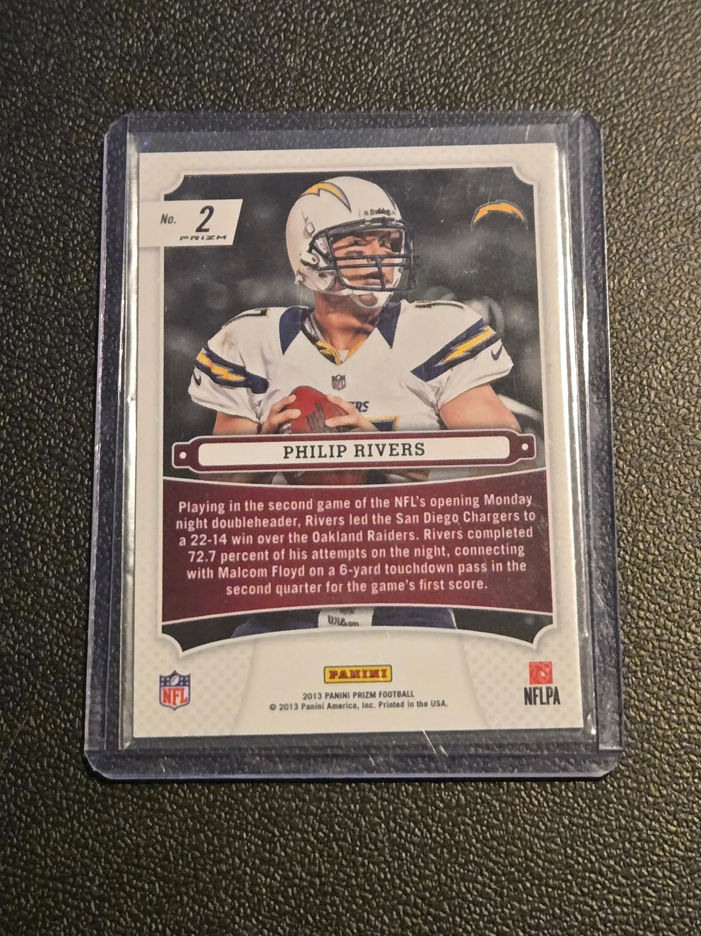 2013 Panini Prizm #2 Philip Rivers Monday Night Heroes Prizms Blue - Football Card Single