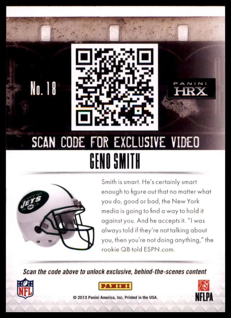 2013 Panini Prizm - HRX Rookies Geno Smith 18 New York Jets NM - Football Card Single
