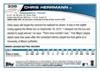 2013 Topps #335 Chris Herrmann - Baseball Card Single