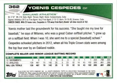 2013 Topps #362 Yoenis Cespedes - Baseball Card Single