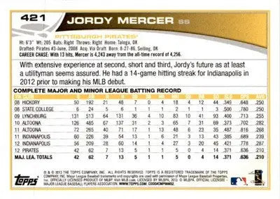 2013 Topps #421 Jordy Mercer - Baseball Card Single
