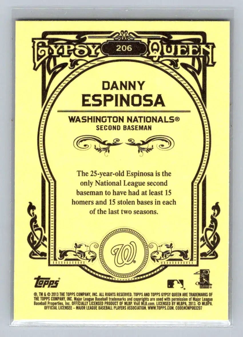 Danny Espinosa baseball card from 2013 Topps Gypsy Queen featuring the Washington Nationals