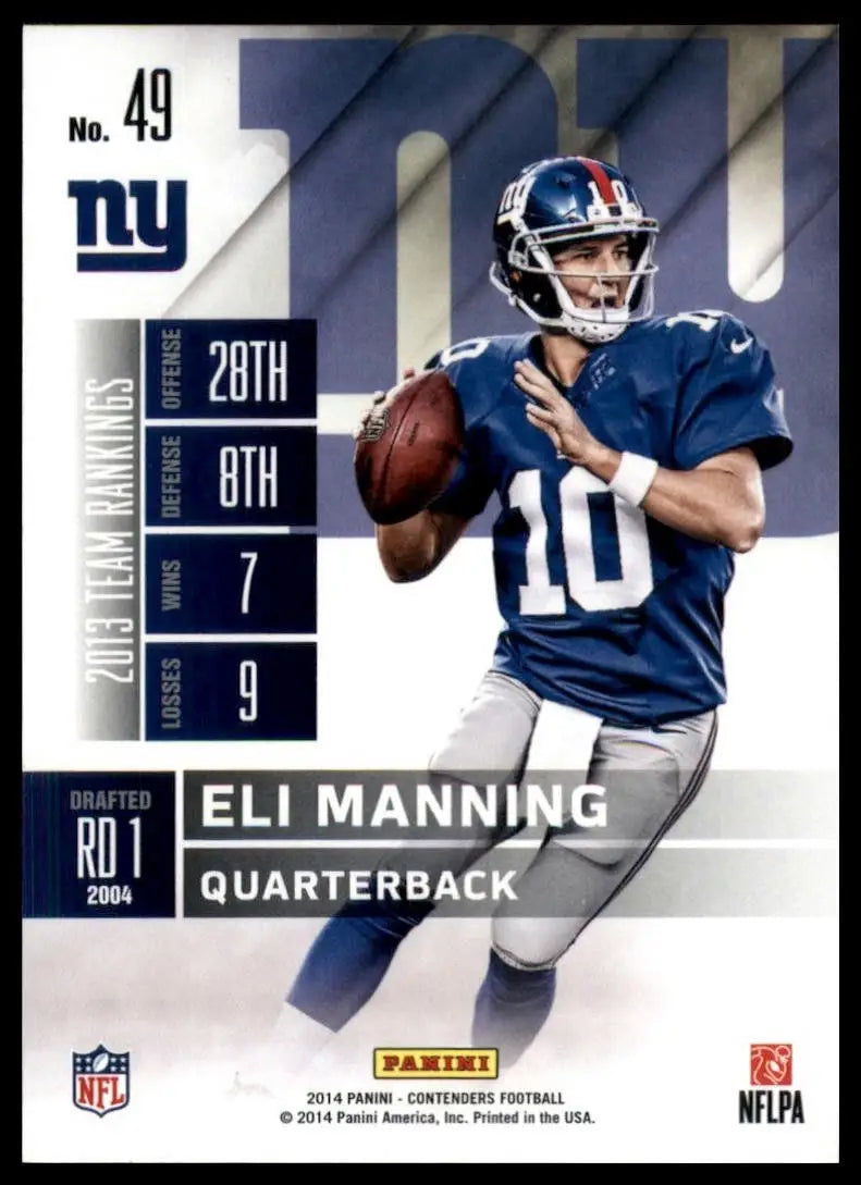 2014 Panini Contenders - Eli Manning #49 - Football Card Single