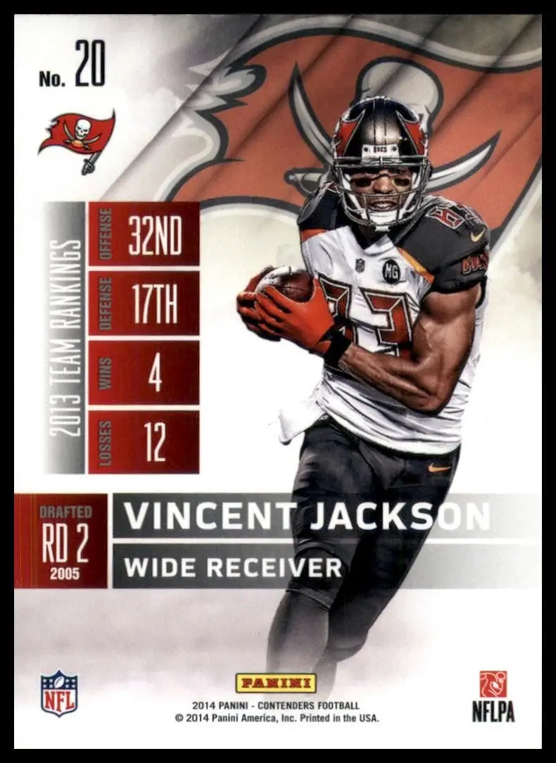 2014 Panini Contenders Vincent Jackson #20 Tampa Bay Buccaneers Football Card - Football Card Single