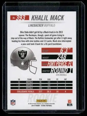 2014 Panini Score Khalil Mack #393 RC Football - Football Card Single