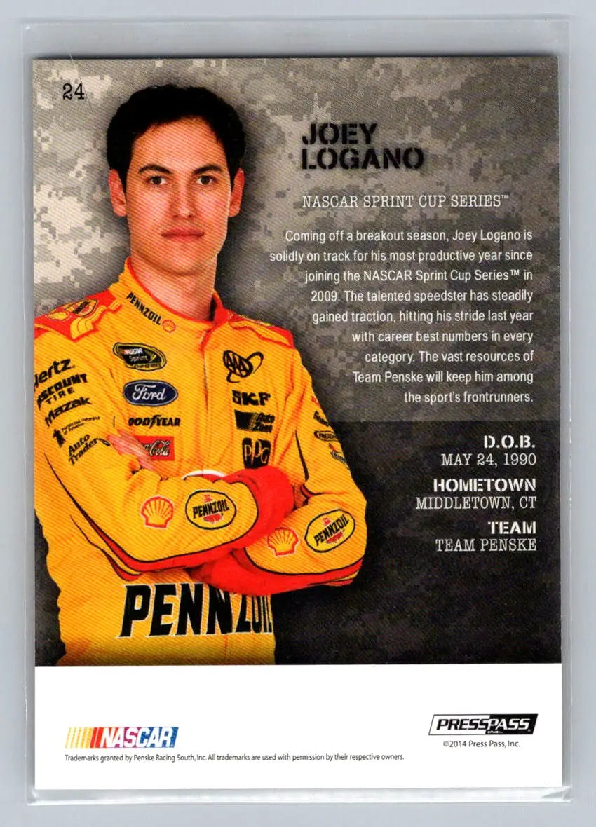 2014 Press Pass American Thunder #24 Joey Logano Team Penske - Racing Card Single