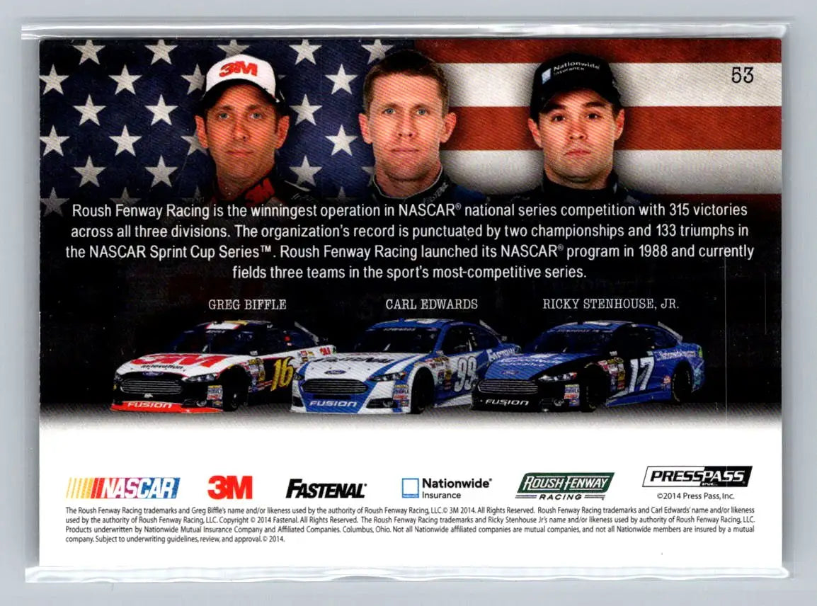 2014 Press Pass American Thunder #53 Roush Fenway Racing Roush Fenway Racing - Racing Card Single