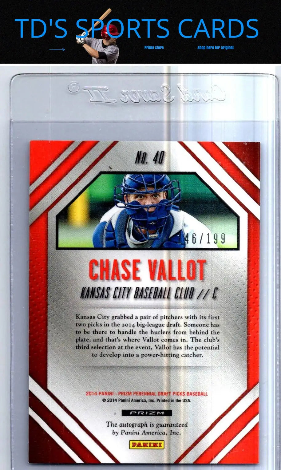 Chase Vallot 2014 Prizm Perennial Draft Picks auto Press Proof baseball card