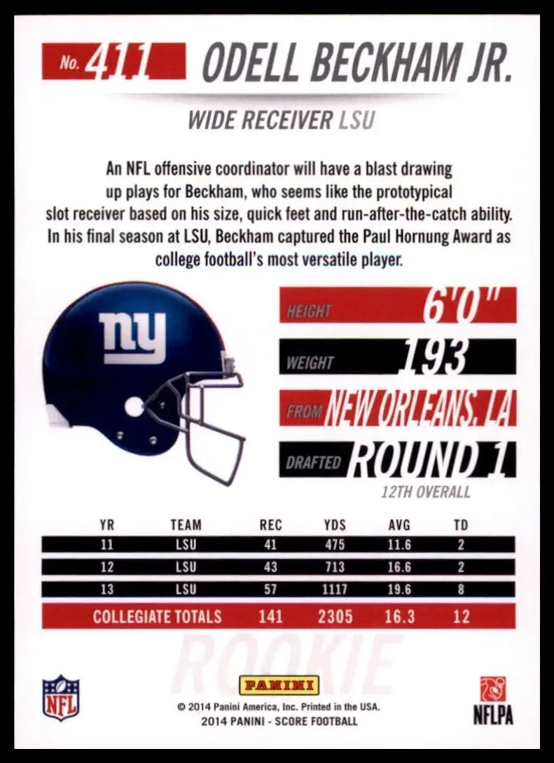 2014 Score - Rookie Odell Beckham Jr. #411 (RC) - Football Card Single