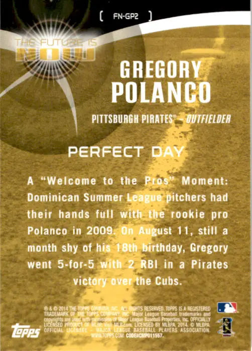 2014 Topps Update #FN-GP2 Gregory Polanco The Future is Now - Baseball Card Single