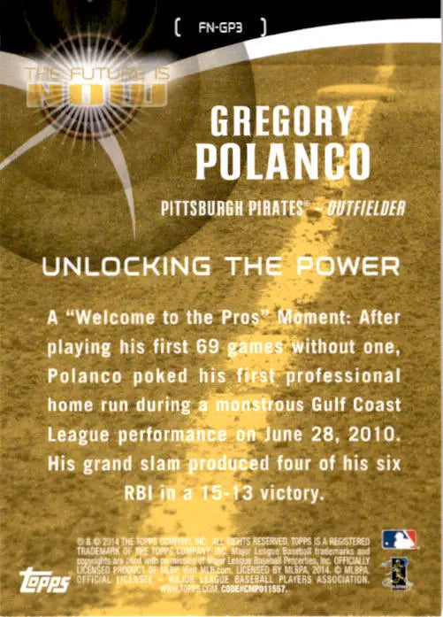 2014 Topps Update #FN-GP3 Gregory Polanco The Future is Now - Baseball Card Single