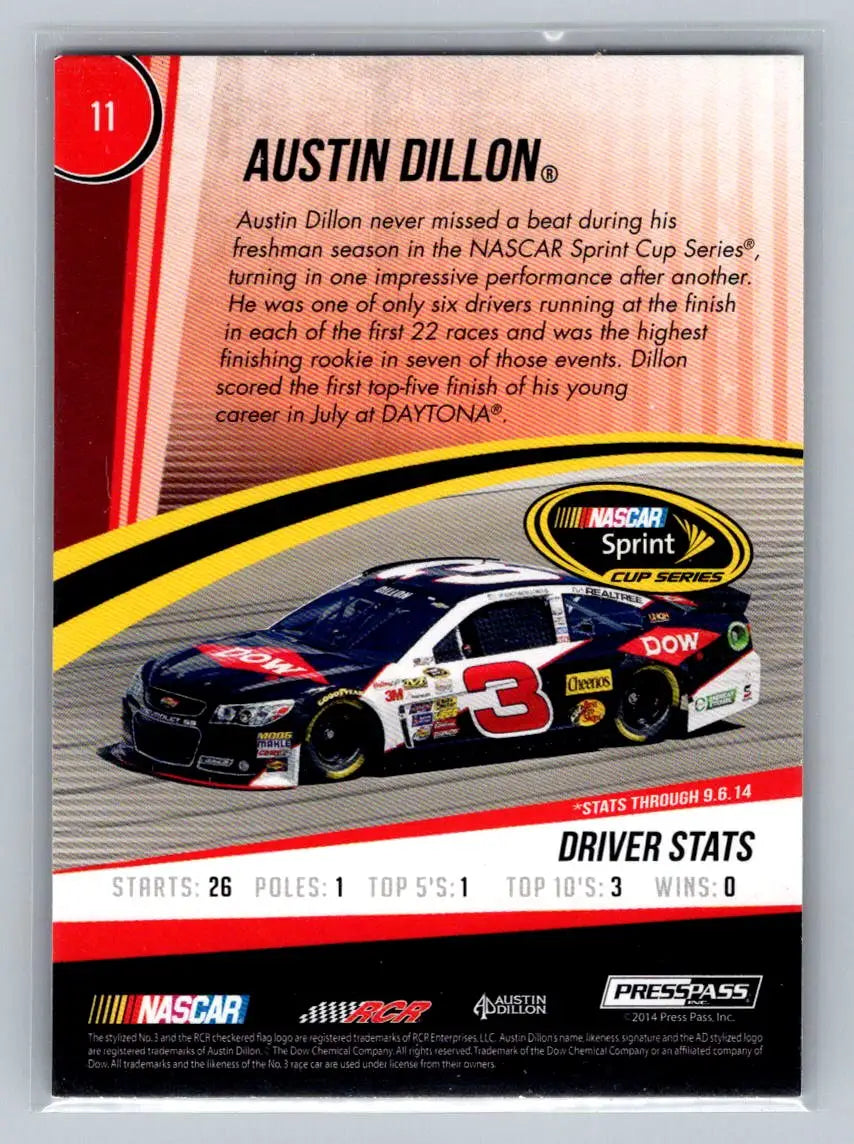 2015 Press Pass Cup Chase #11 Austin Dillon Richard Childress Racing - Racing Card Single