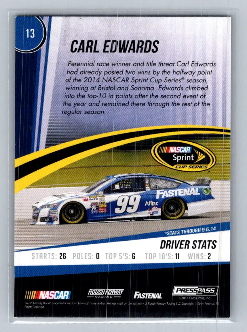 2015 Press Pass Cup Chase #13 Carl Edwards Roush Fenway Racing - Racing Card Single