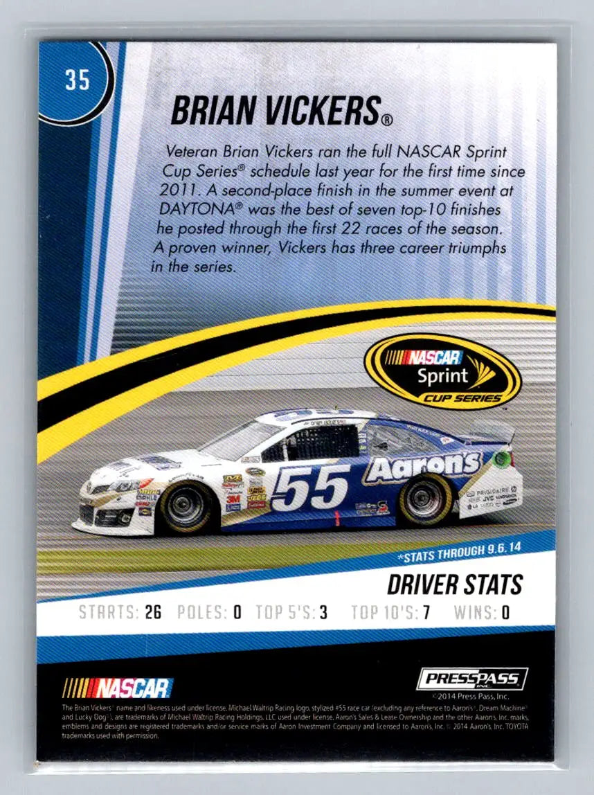 2015 Press Pass Cup Chase #35 Brian Vickers Retail Michael Waltrip Racing - Racing Card Single