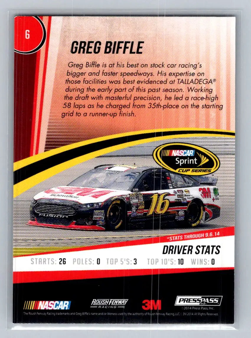 2015 Press Pass Cup Chase #6 Greg Biffle Roush Fenway Racing - Racing Card Single