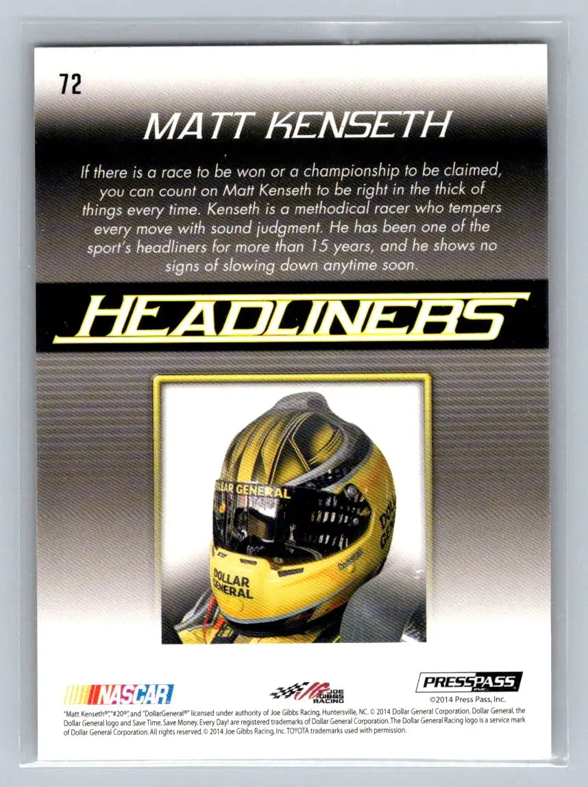 2015 Press Pass Cup Chase #72 Matt Kenseth Retail Joe Gibbs Racing - Racing Card Single